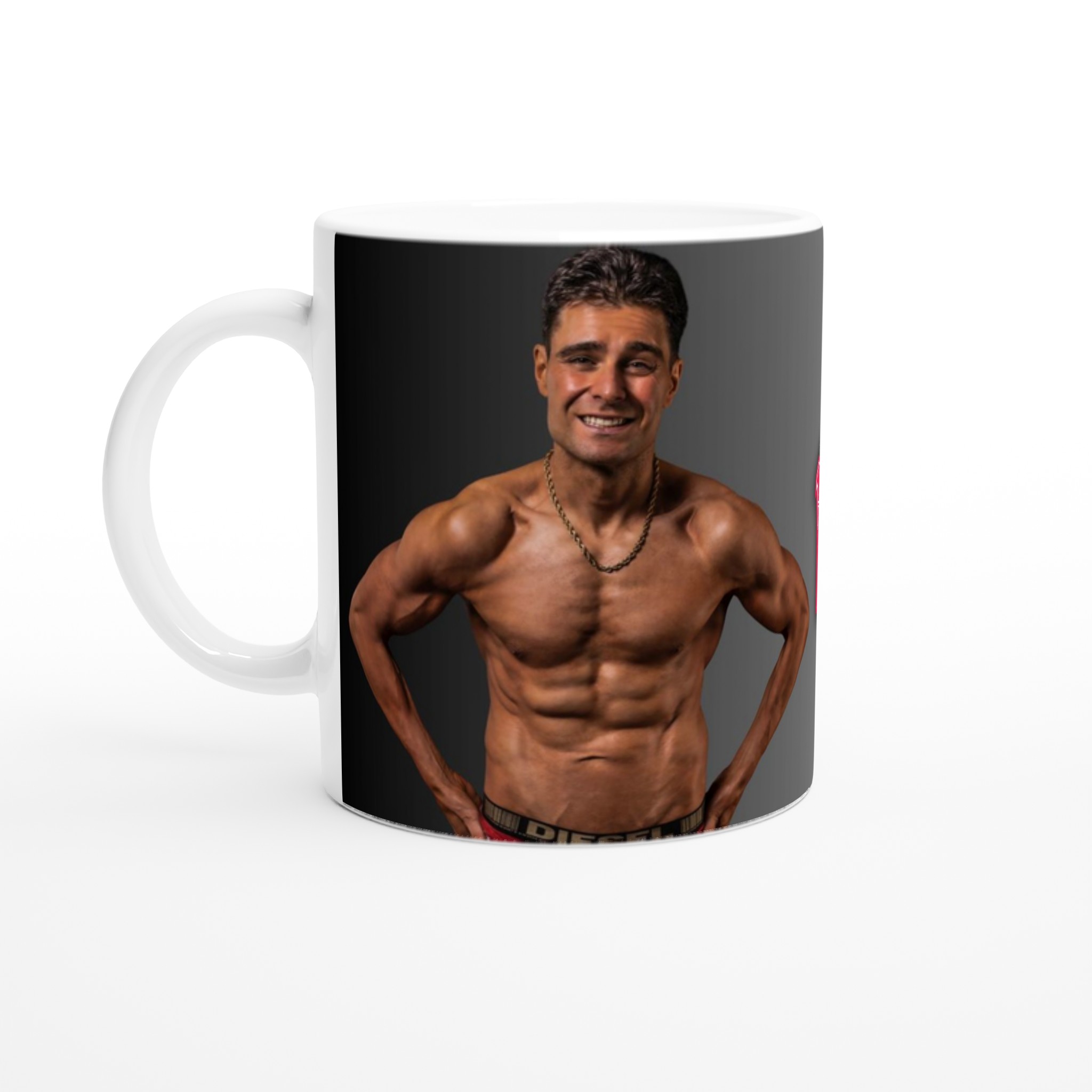 Sexy Valentine’s Mug for Him or Her – Muscular Male Bodybuilder Coffee Cup | Romantic Fitness Gift, Muscle & Gym Fans (11oz)