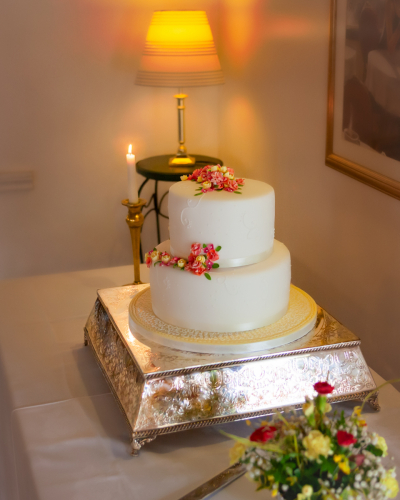 Wedding cake design displayed at Hornsbury Mill reception
